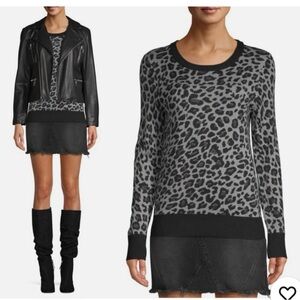 Isaac Mizrahi Leopard Print Sweater Womens Size Small Crew Neck Long Sleeve
